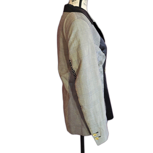 Escada vintage 90s wool silk art mixed patterns career blazer Germany. Medium - Picture 7 of 11